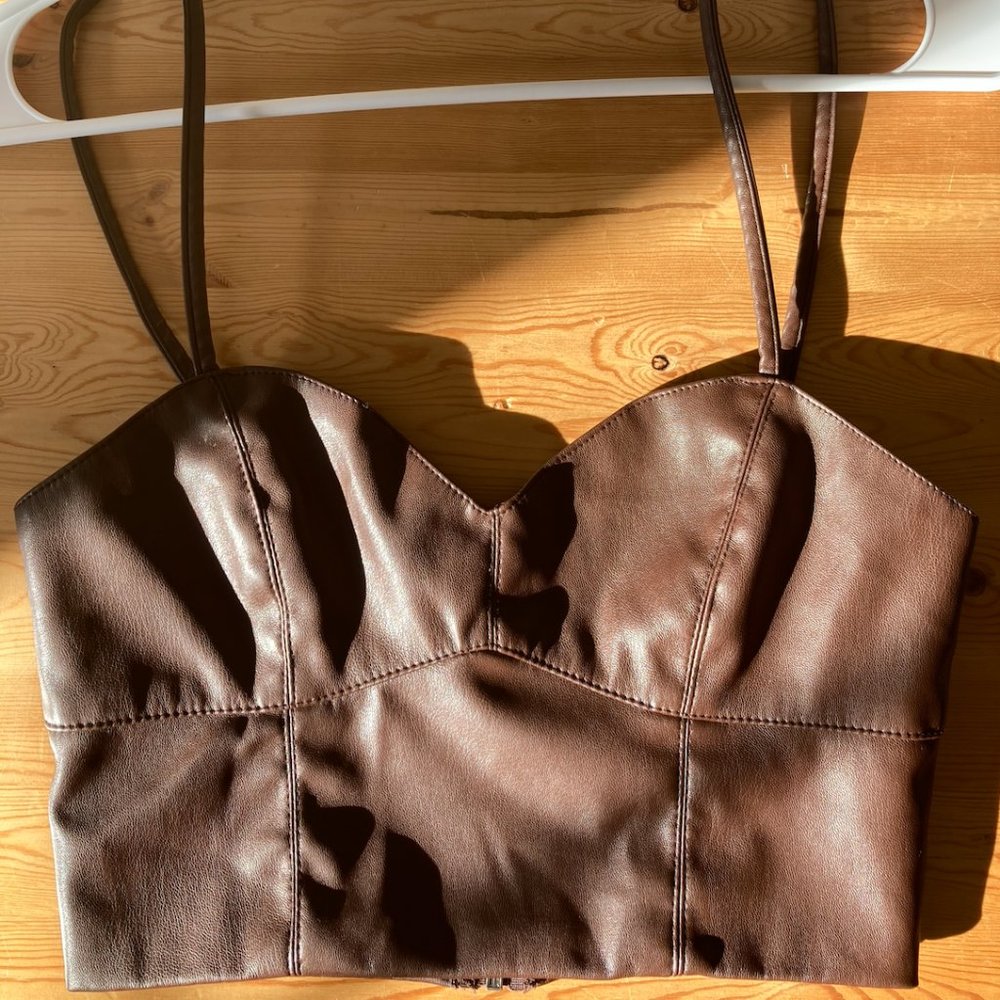 Brown Leather Shirt (Forever 21)